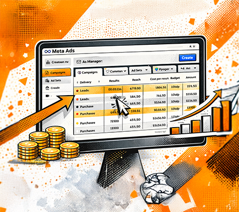 Montagem com anúncios, posts e funil de CRM integrados pela Velo